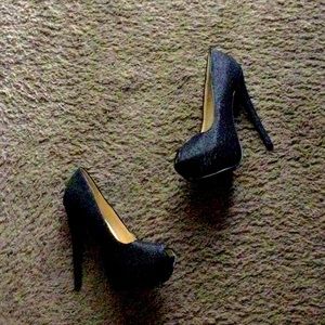 CR Collection Black Sparkly Heels